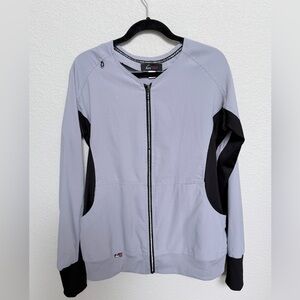 Koi Lite Limited Edition Clarity Zip Scrub Jacket Large Bling Zipper